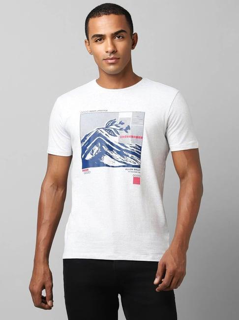 allen solly jeans white cotton regular fit printed t-shirt