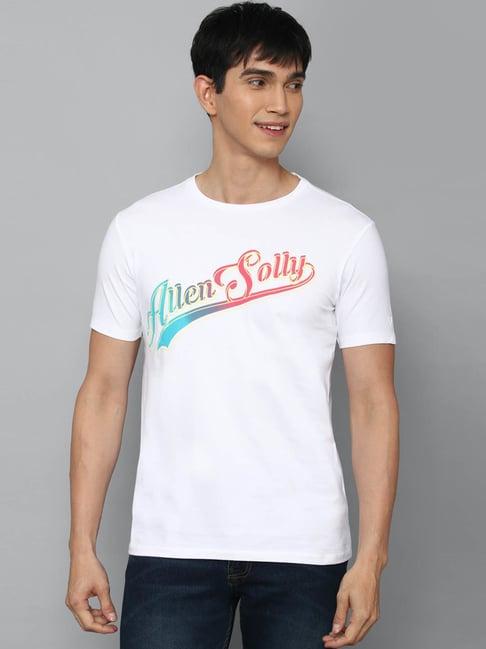 allen solly jeans white cotton slim fit printed t-shirt