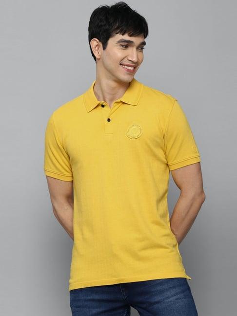 allen solly jeans yellow cotton regular fit polo t-shirt