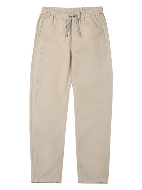 allen solly junior beige cotton regular fit trousers