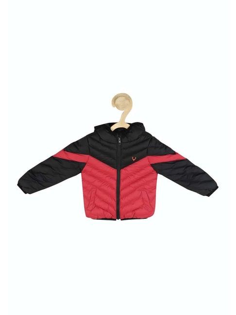 allen solly junior black & red color block full sleeves jacket