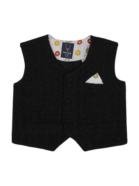allen solly junior black cotton self pattern waistcoat