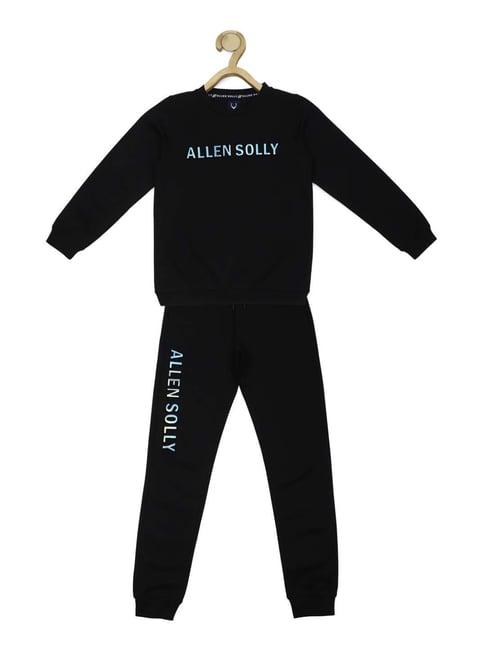 allen solly junior black printed full sleeves sweatshirt set