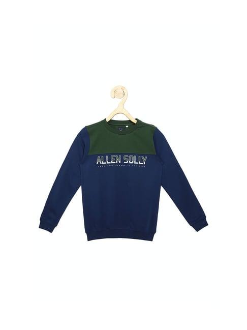 allen solly junior blue & green graphic print sweatshirt