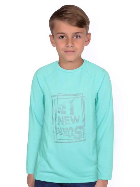 allen solly junior blue cotton printed full sleeves t-shirt