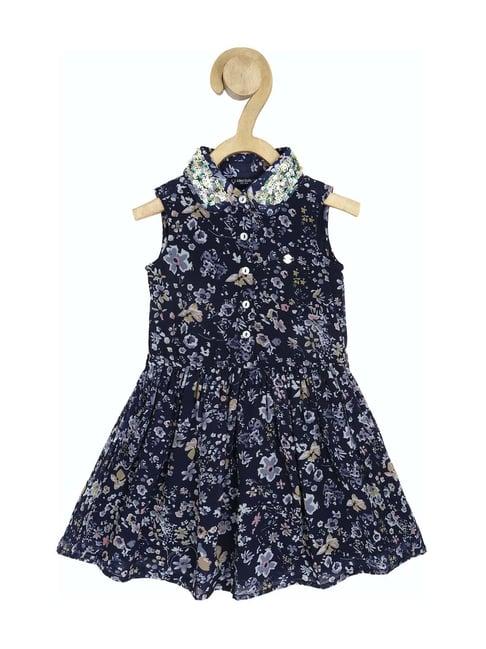 allen solly junior blue floral print frock dress