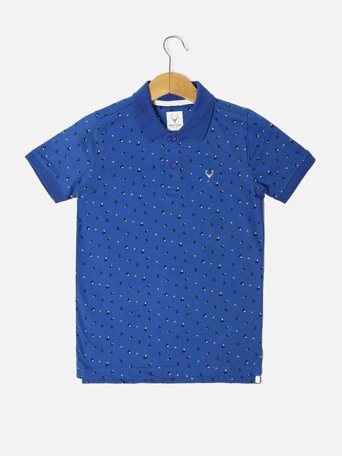 allen solly junior blue printed polo t-shirt