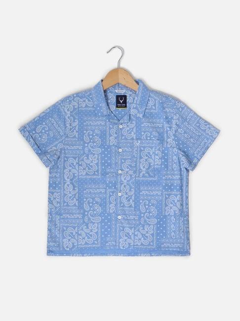 allen solly junior blue printed shirt