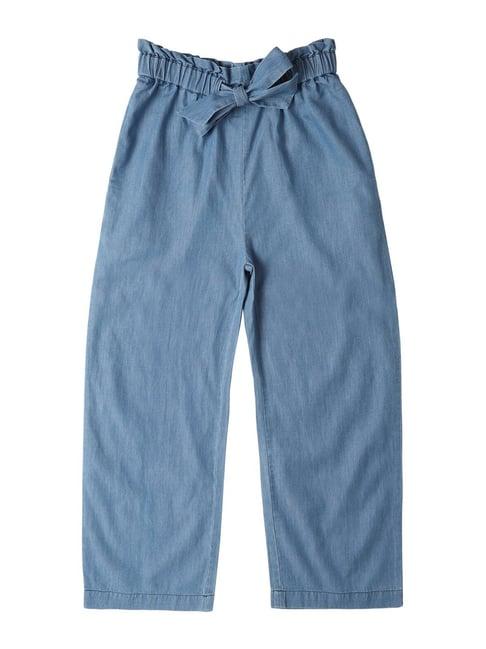 allen solly junior blue solid trousers