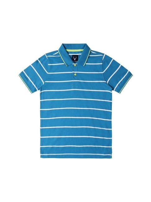 allen solly junior blue striped polo t-shirt