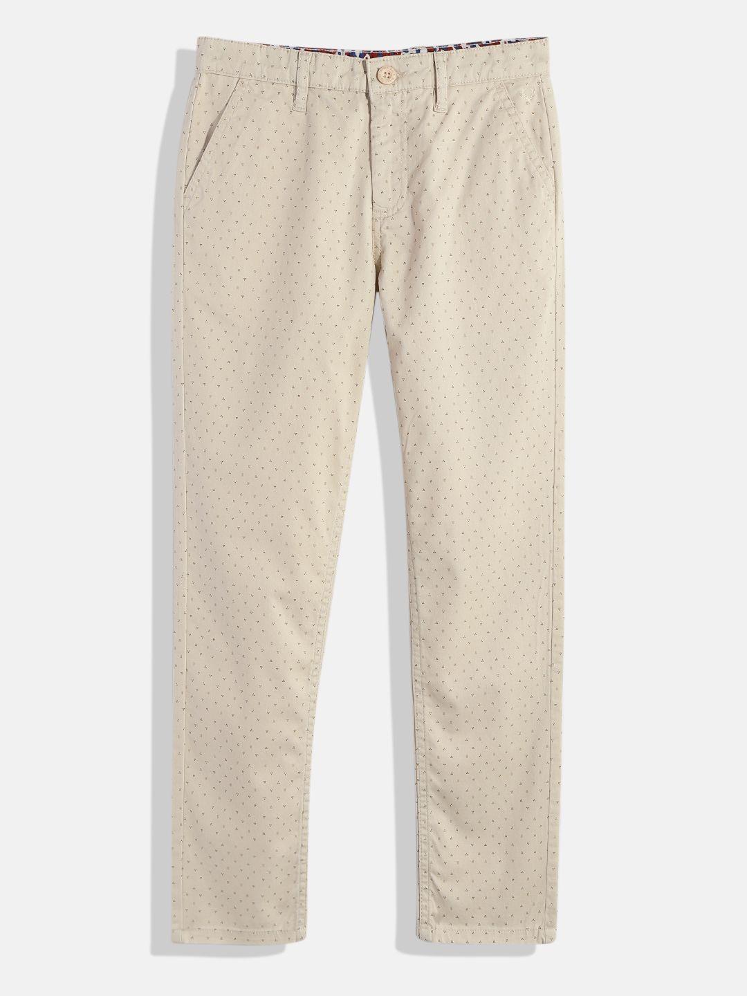 allen solly junior boys beige typography printed trousers