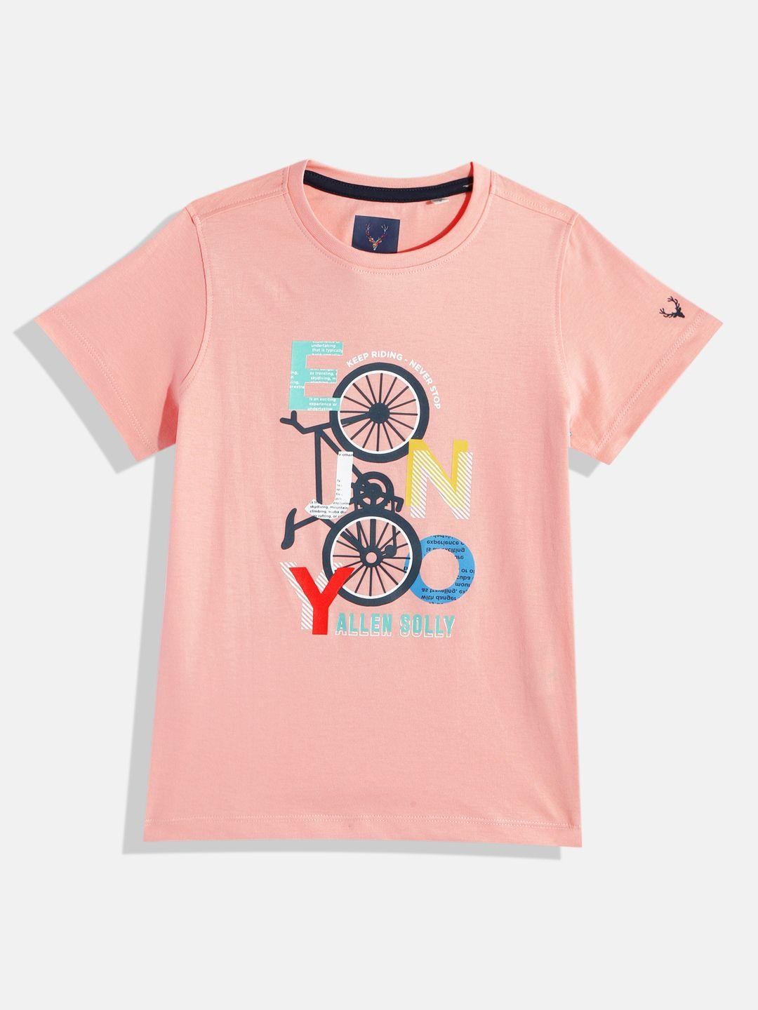 allen solly junior boys bicycle & typography printed pure cotton t-shirt