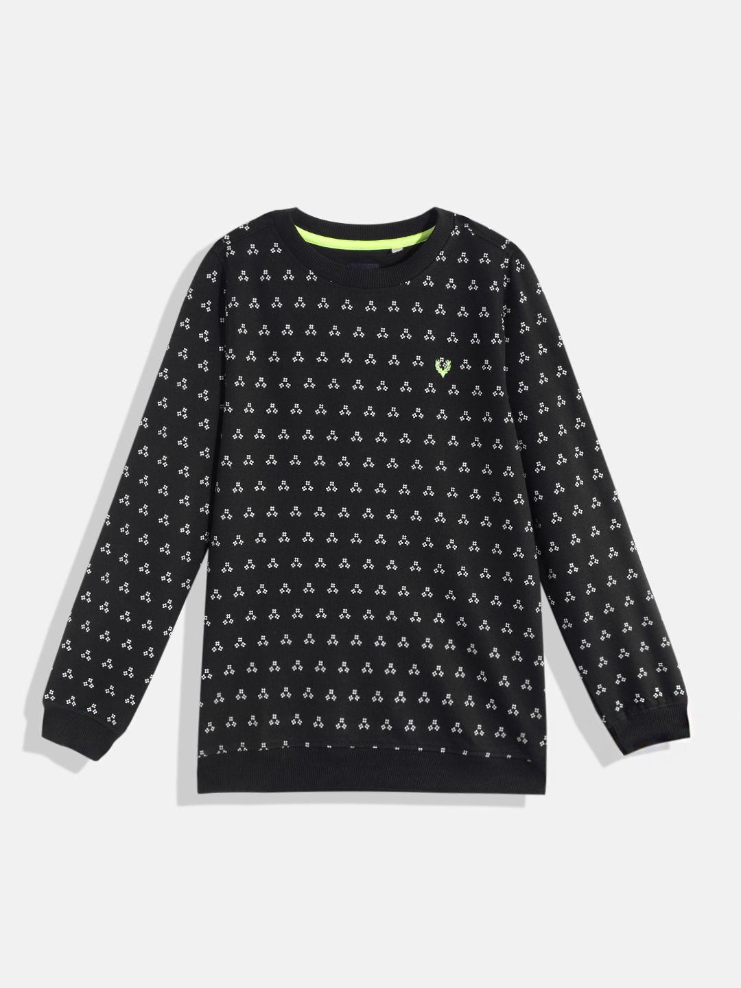 allen solly junior boys black & white printed sweatshirt