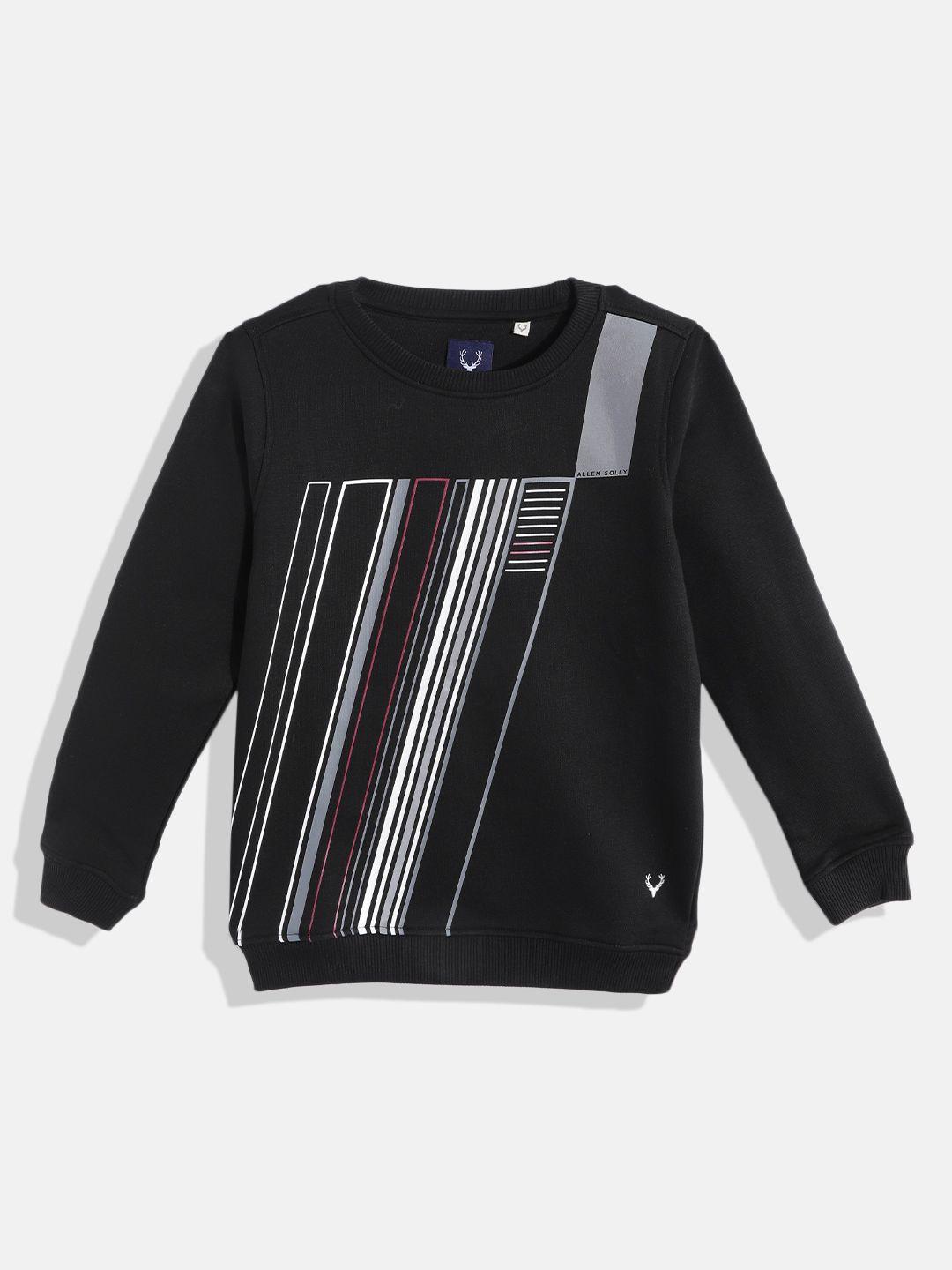 allen solly junior boys black & white striped sweatshirt