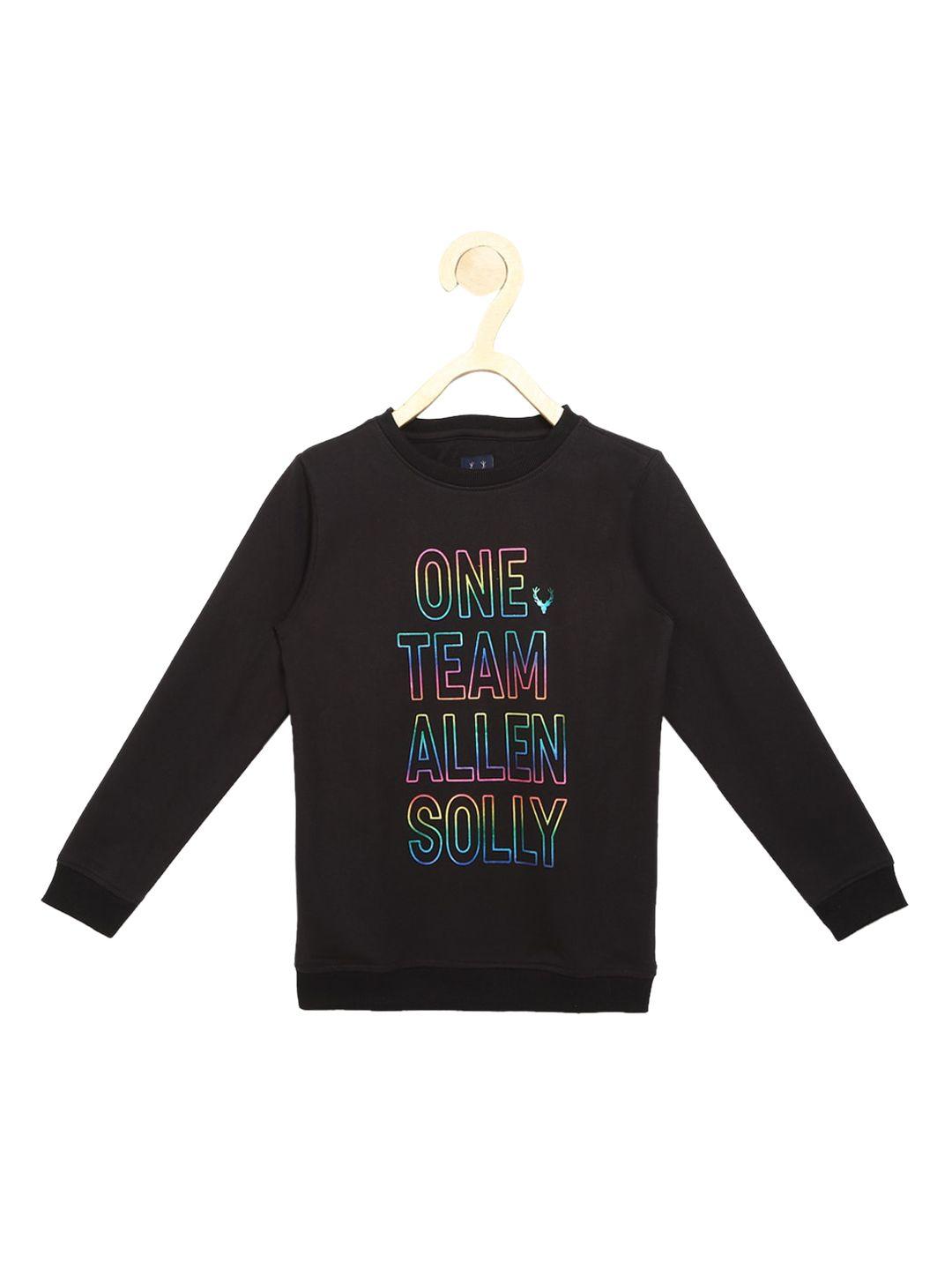 allen solly junior boys black typography printed sweatshirt