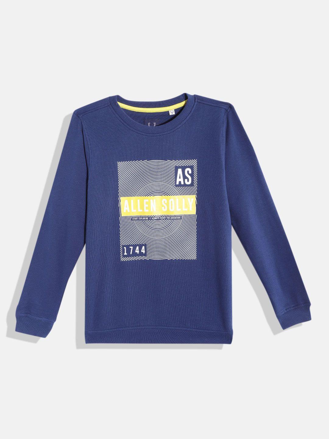 allen solly junior boys blue & white brand logo printed sweatshirt