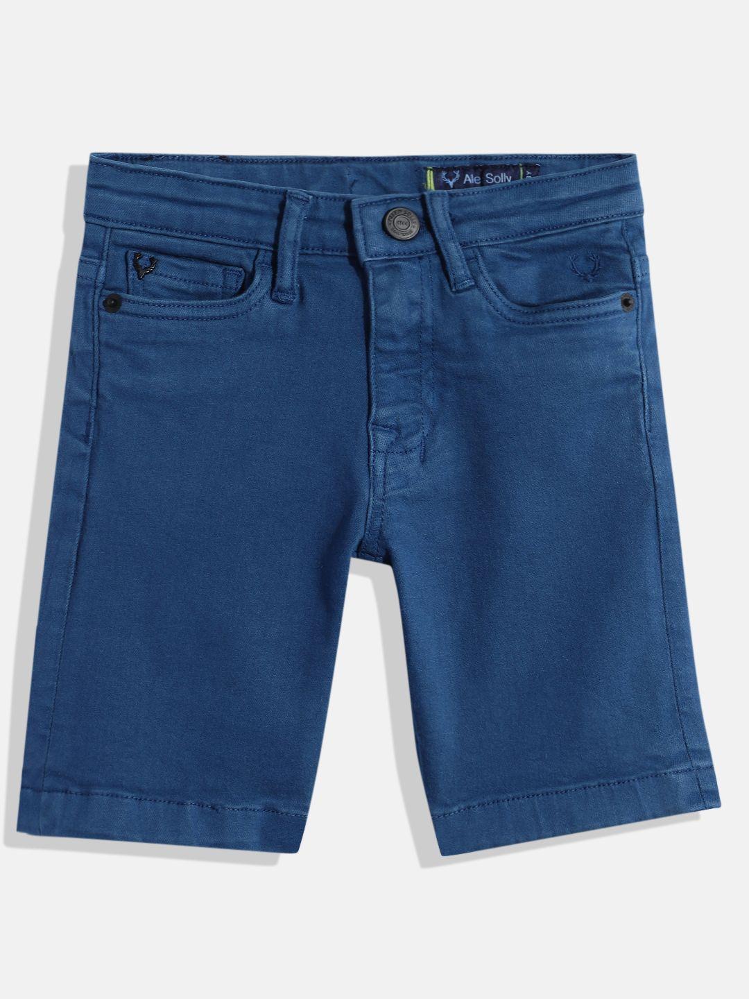 allen solly junior boys blue denim shorts