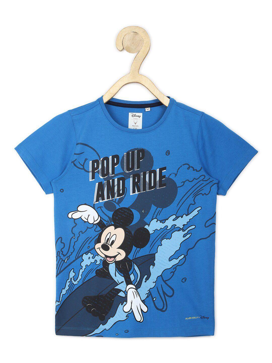 allen solly junior boys blue mickey mouse printed t-shirt