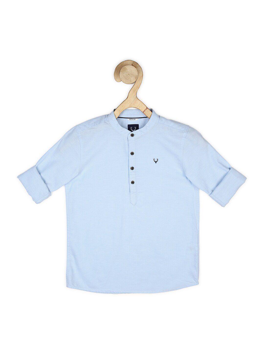 allen solly junior boys blue regular fit cotton casual shirt