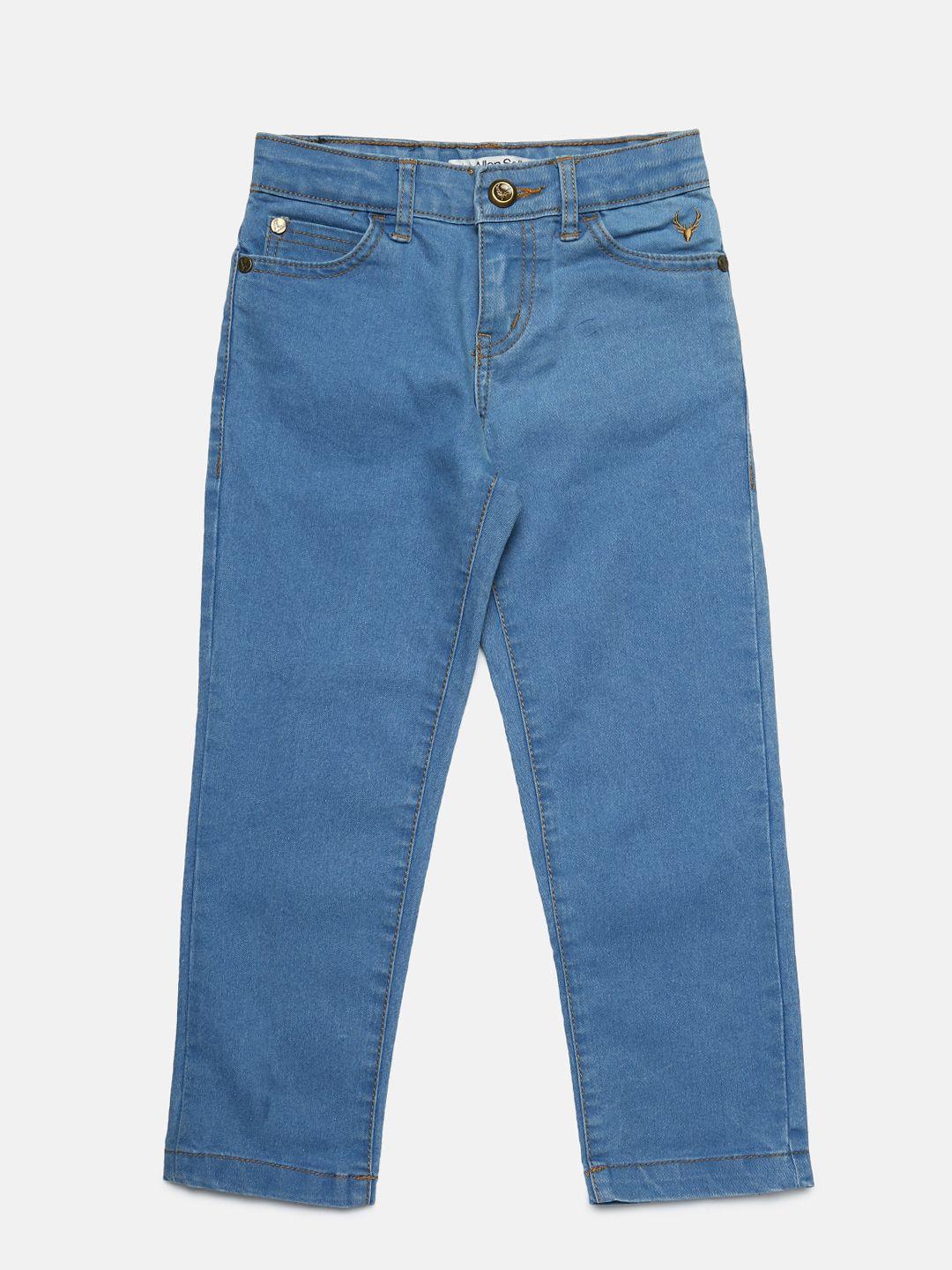 allen solly junior boys blue slim fit mid-rise clean look jeans