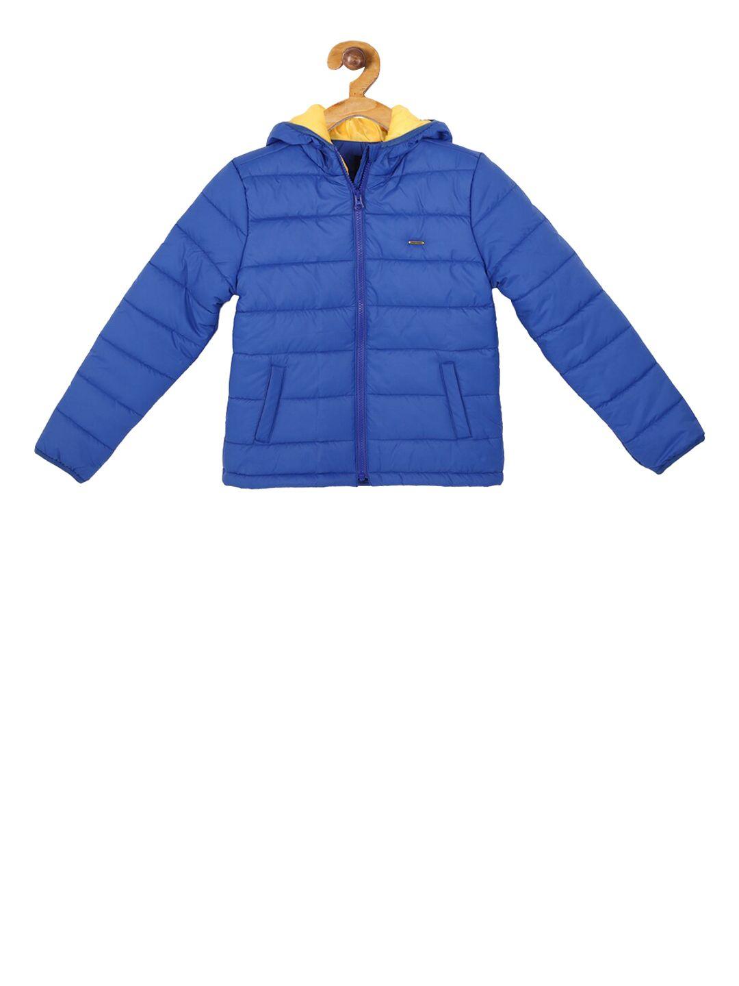 allen solly junior boys blue solid puffer jacket