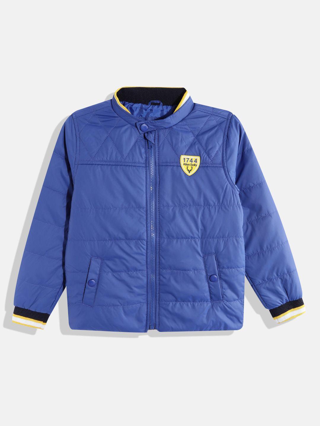 allen solly junior boys blue solid quilted jacket