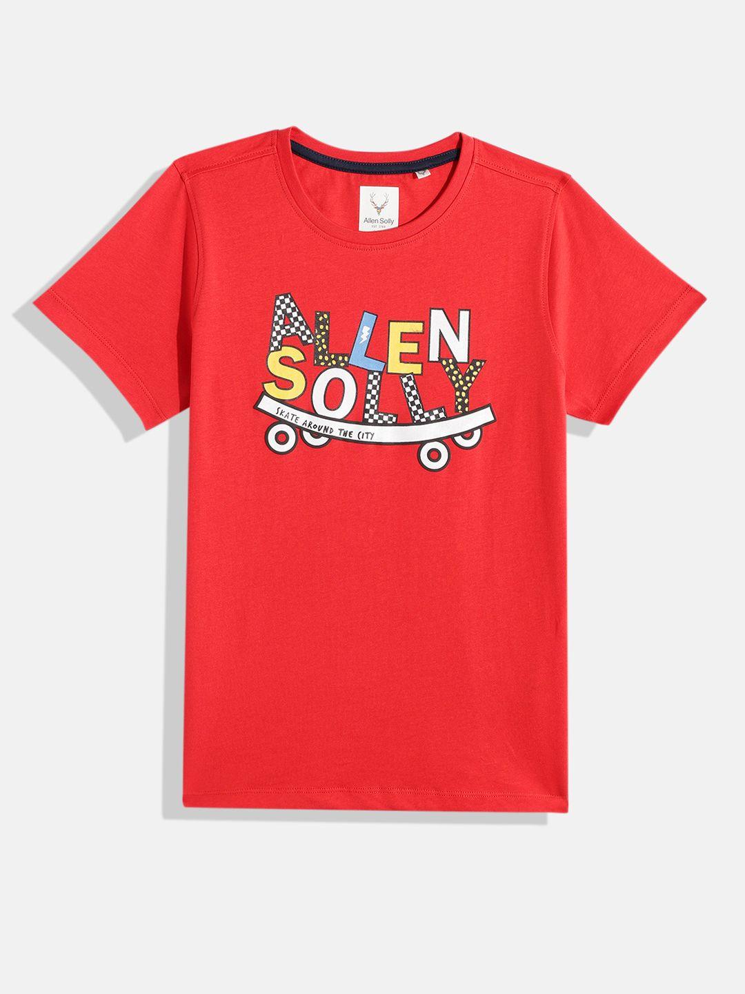 allen solly junior boys brand logo printed pure cotton t-shirt