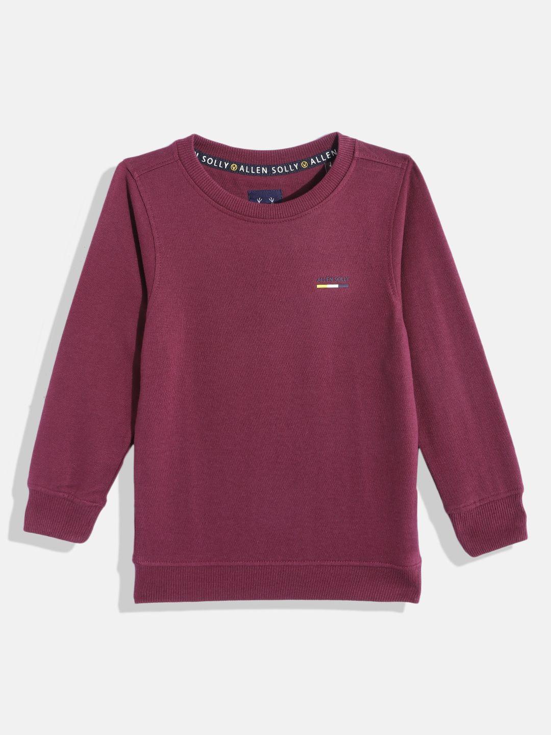 allen solly junior boys burgundy solid sweatshirt
