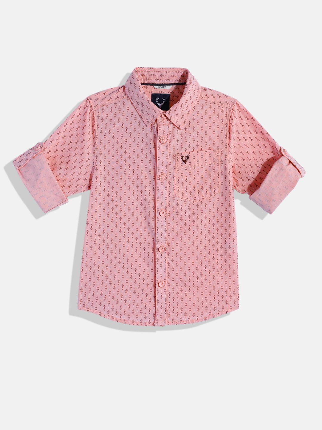 allen solly junior boys classic printed pure cotton casual shirt