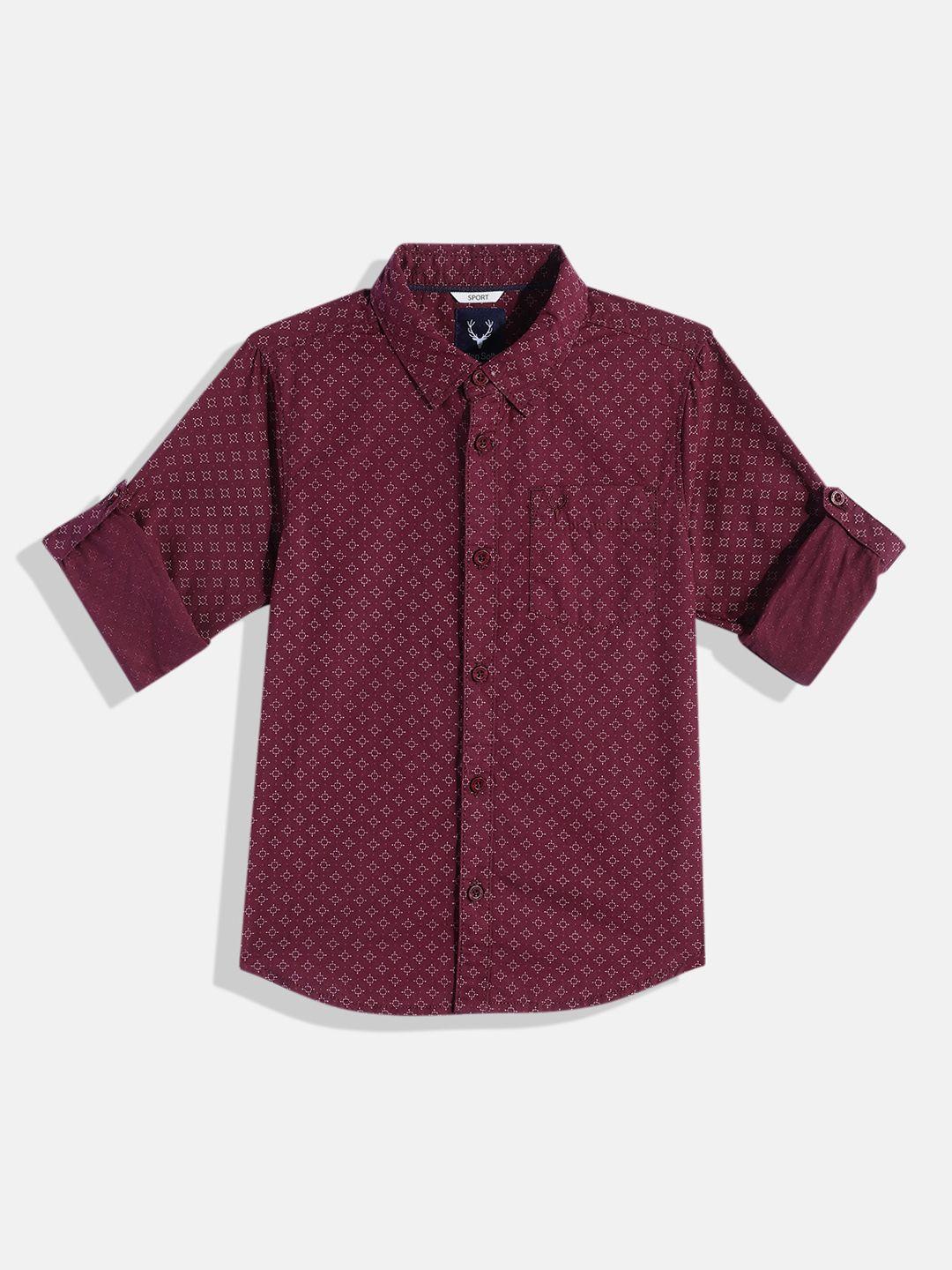 allen solly junior boys classic printed pure cotton casual shirt