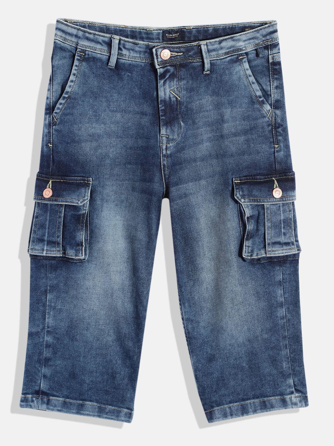 allen solly junior boys clean look stretchable cargo jeans