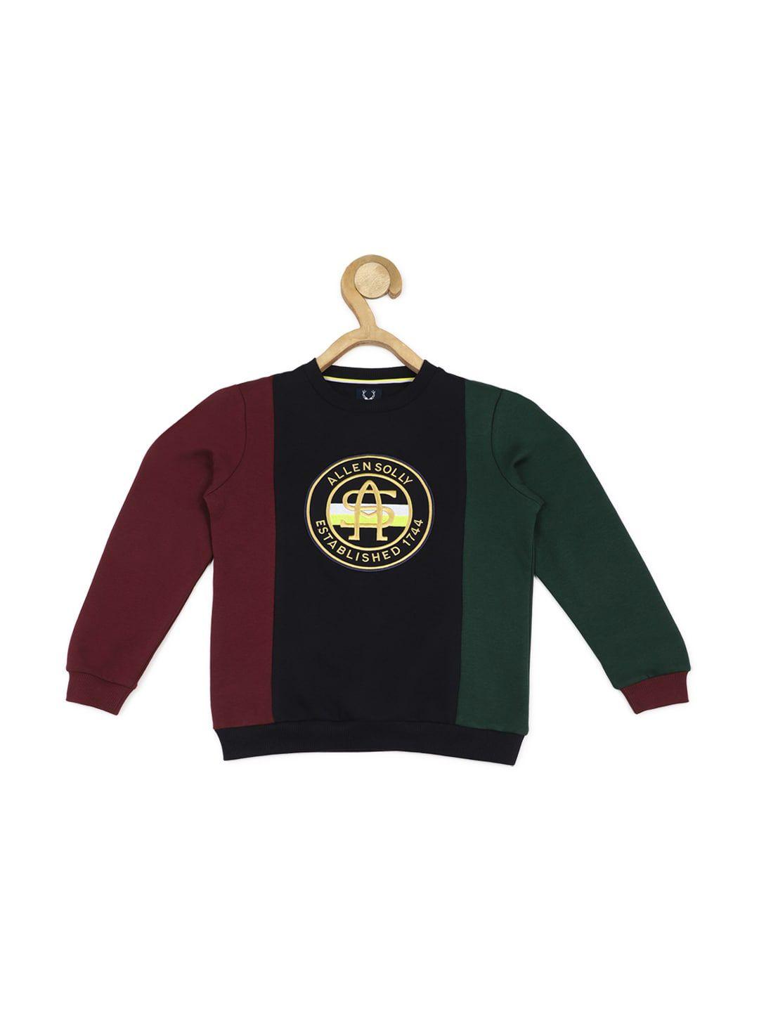 allen solly junior boys colourblocked embroidered sweatshirt