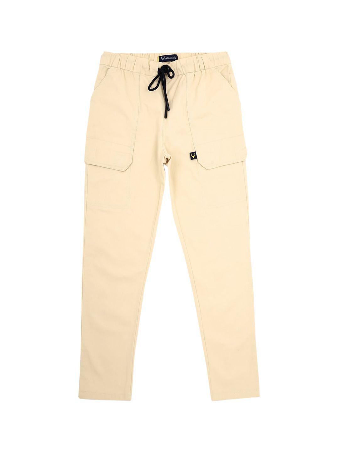 allen solly junior boys cream-coloured joggers trousers