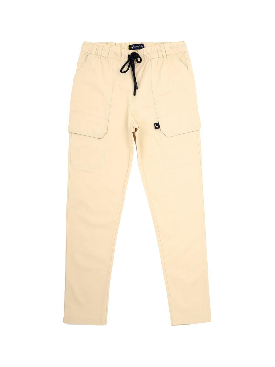 allen solly junior boys cream-coloured trousers