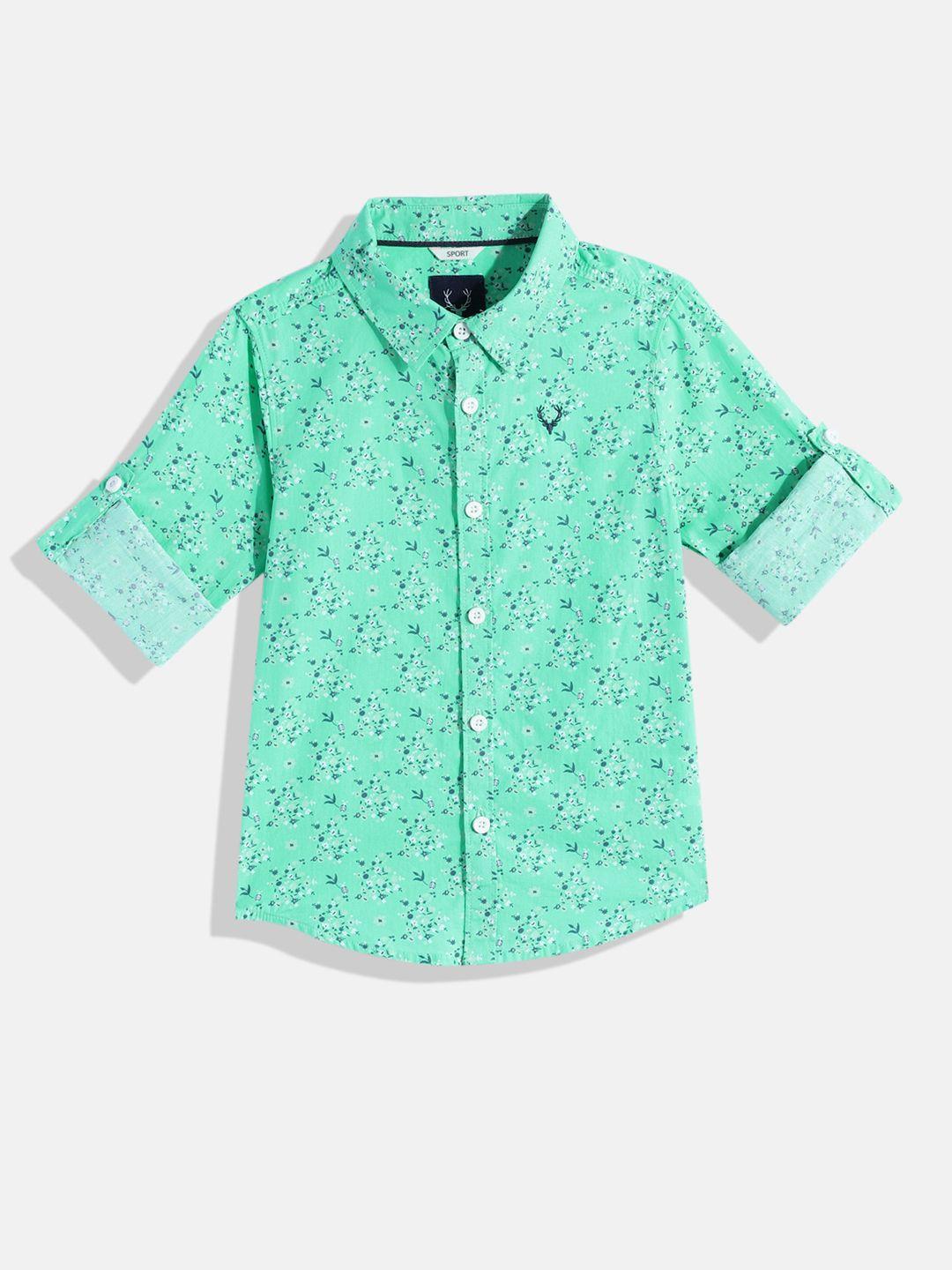 allen solly junior boys floral printed pure cotton casual shirt