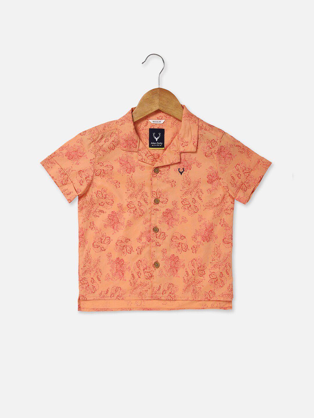 allen solly junior boys floral printed pure cotton casual shirt