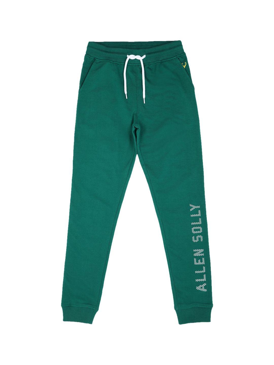 allen solly junior boys green & white regular fit printed joggers