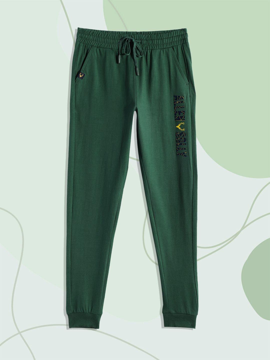 allen solly junior boys green brand logo print pure cotton joggers