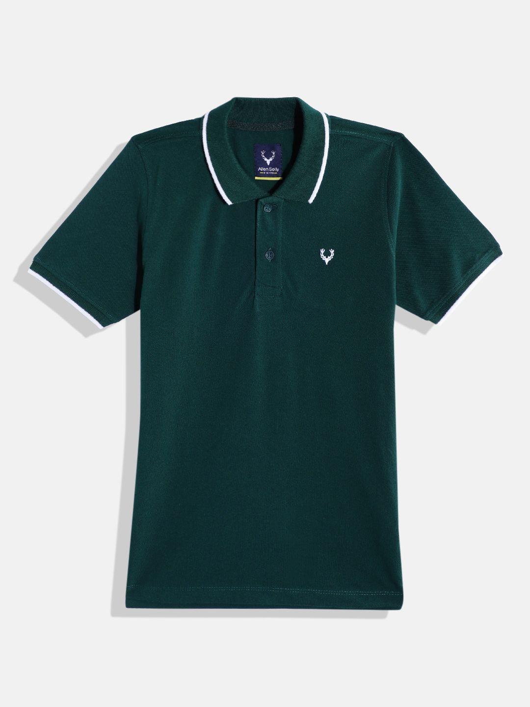 allen solly junior boys green polo collar pure cotton t-shirt