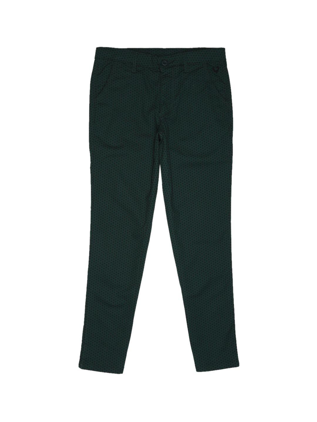 allen solly junior boys green printed regular trousers