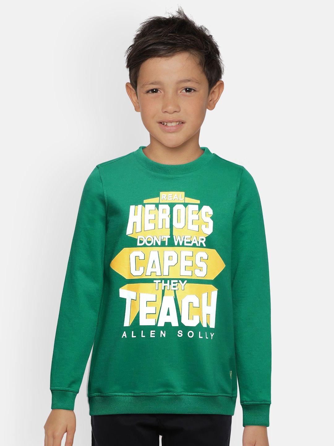 allen solly junior boys green printed sweatshirt