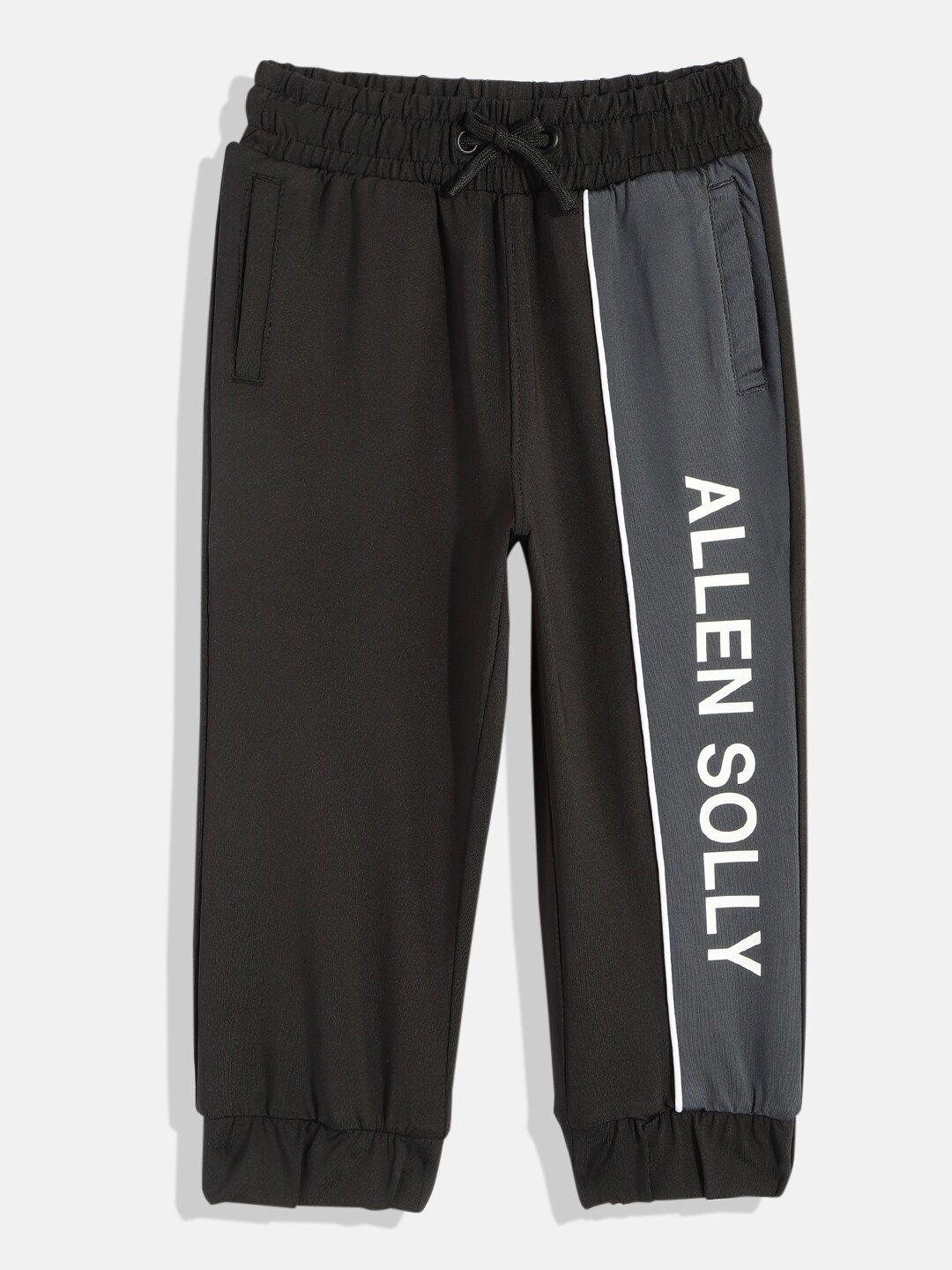 allen solly junior boys grey & black printed joggers