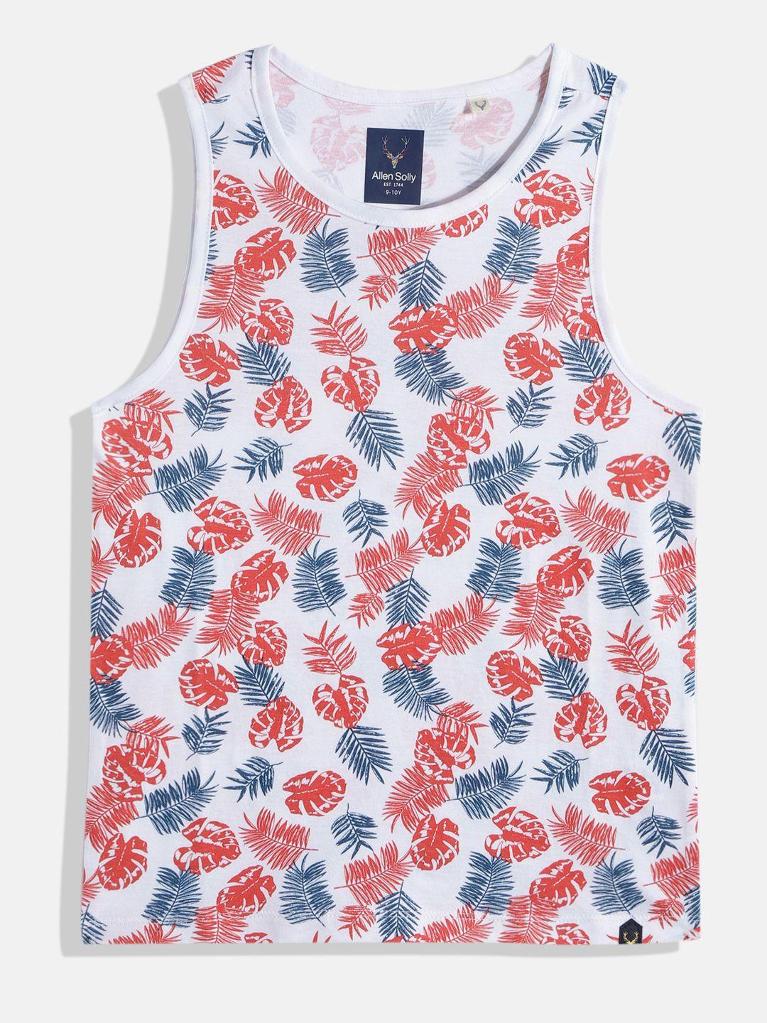 allen solly junior boys leaves printed pure cotton innerwear vest