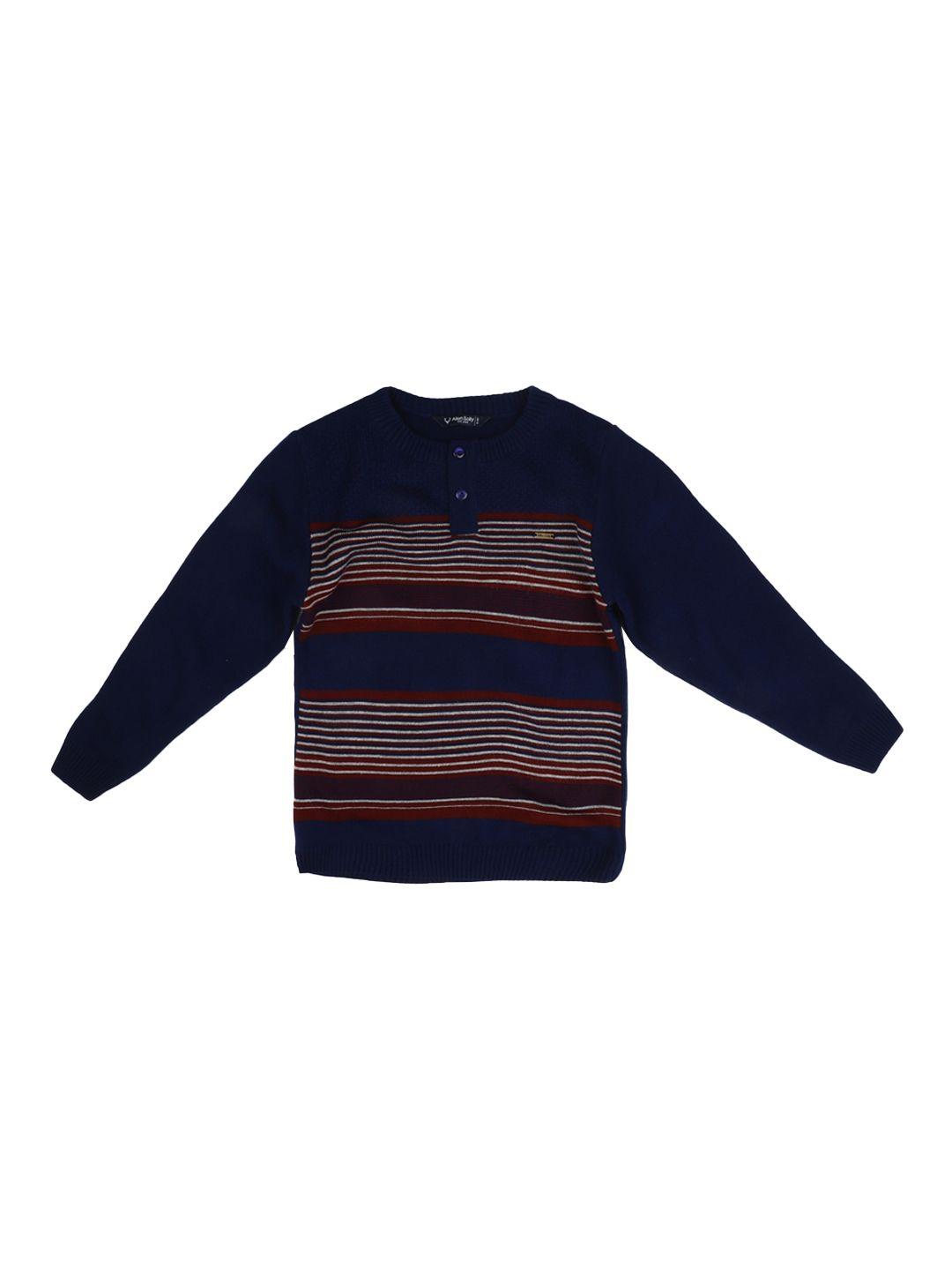 allen solly junior boys navy blue striped pullover sweater