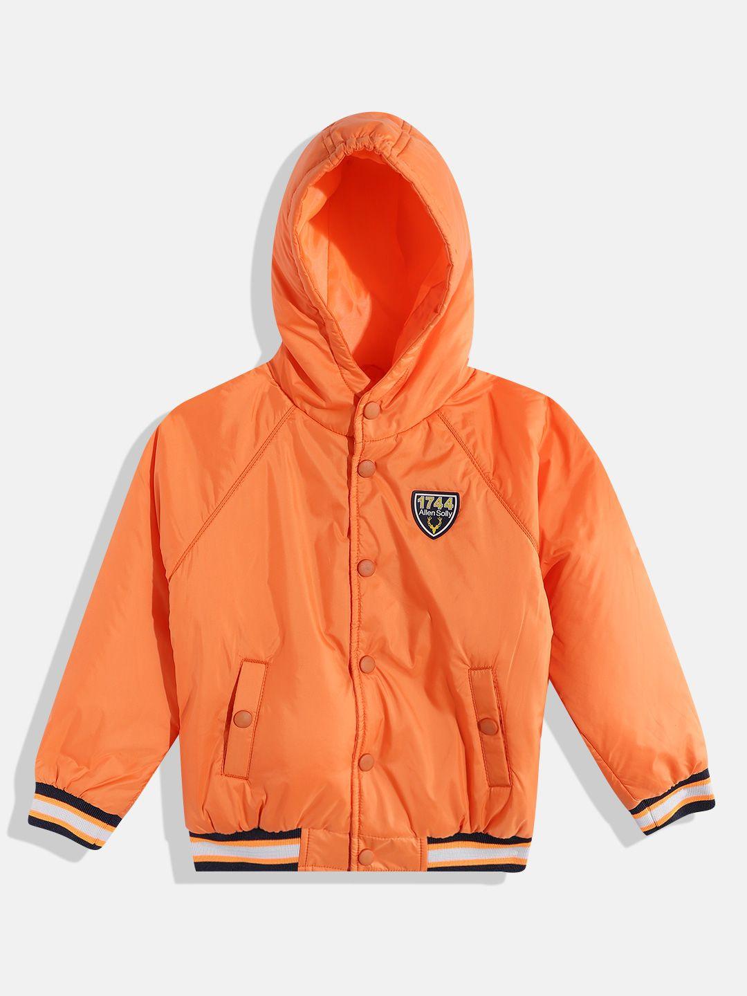 allen solly junior boys orange solid bomber jacket