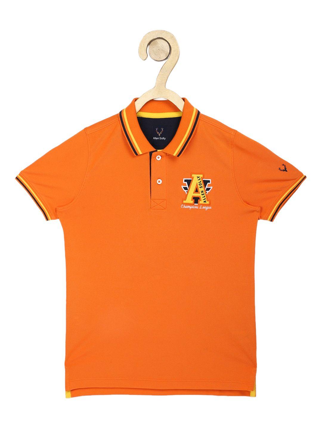 allen solly junior boys orange solid polo collar t-shirt
