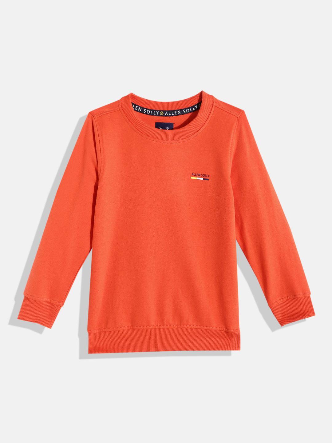 allen solly junior boys orange solid sweatshirt