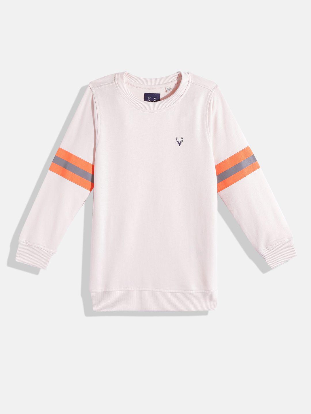 allen solly junior boys peach-coloured solid pure cotton sweatshirt