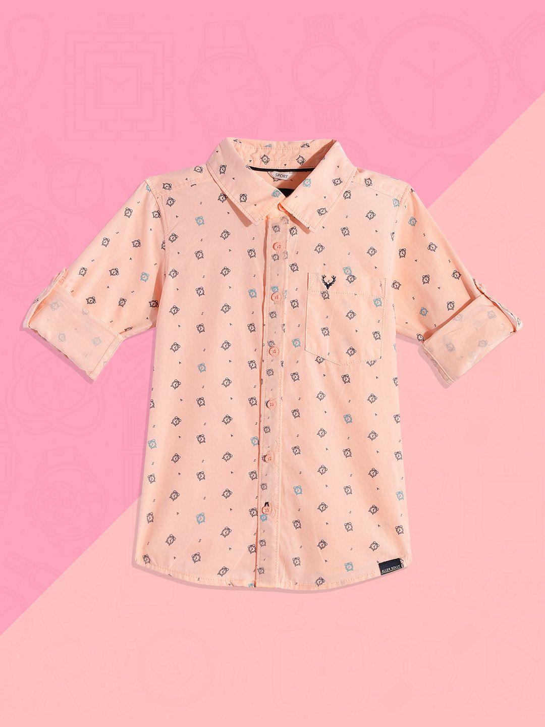 allen solly junior boys pink sport printed pure cotton casual shirt