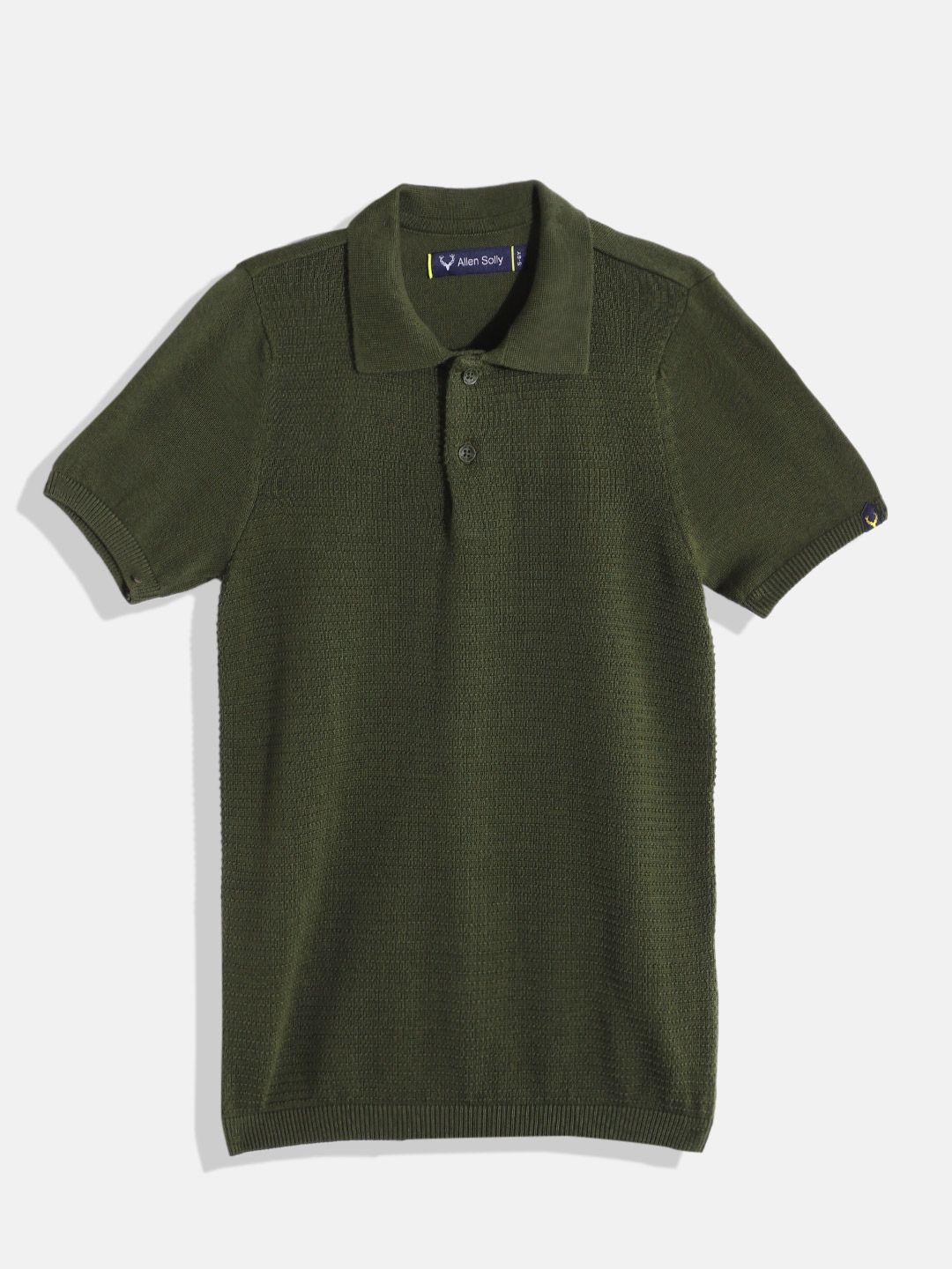 allen solly junior boys pure cotton self-design polo collar t-shirt